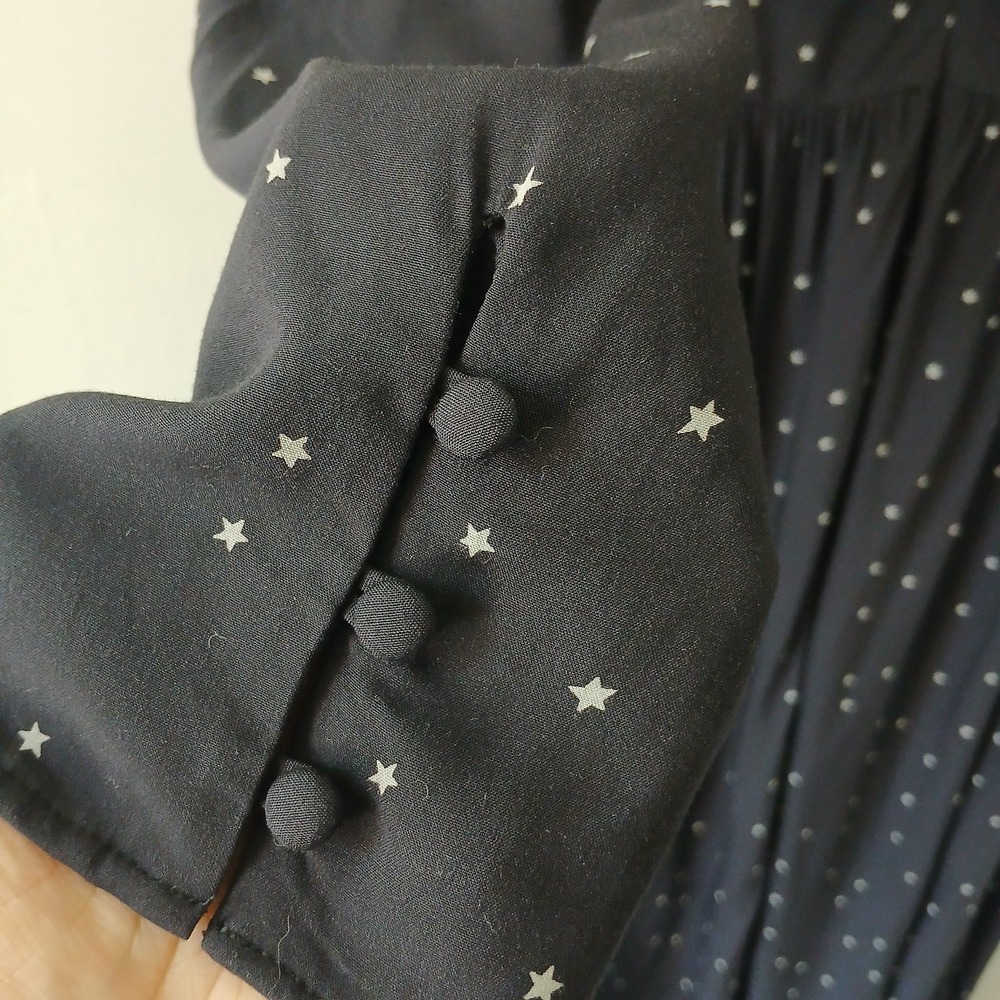 Madewell Women's Size 0 Alicia Long Sleeve Midi Dress in Night Stars Navy Pocket - Picture 15 of 16
